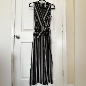 H&M Striped Jumpsuit with Attached Belt